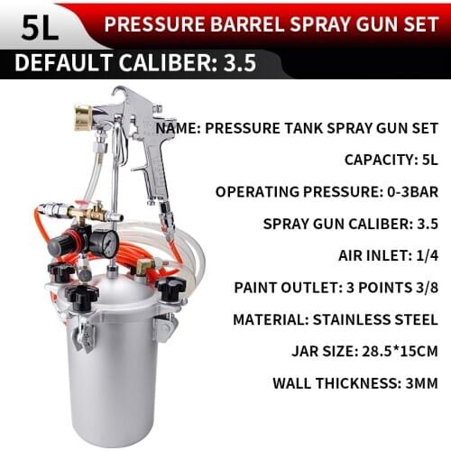 5L Water-in-water Colorful Paint Spray Gun Pressure Stainless Steel Bucket Paint Latex Paint Marble Pneumatic Sprayer Machine
