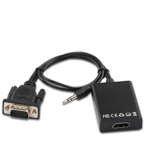 1080P VGA to HDMI-compatible Audio Video Cable Adapter HD Female Converter with USB Cable power supply For Laptop PC DVD HDTV