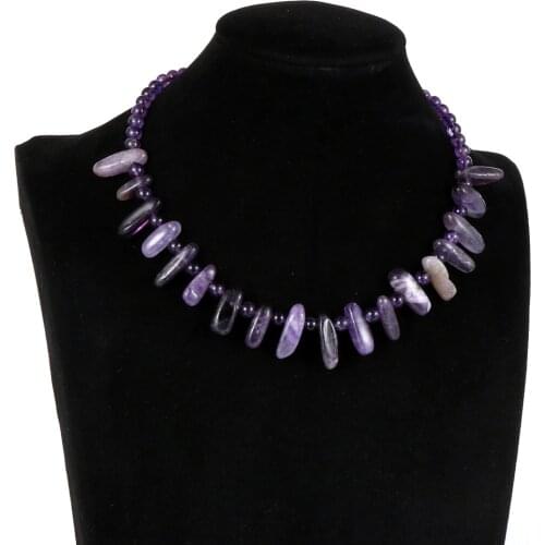 Bohemia Ethnic Irregular Natural Stone Beads Charm Necklace For Women 18/22" Strand Crystal Lapis Lazuli Short Choker Necklace