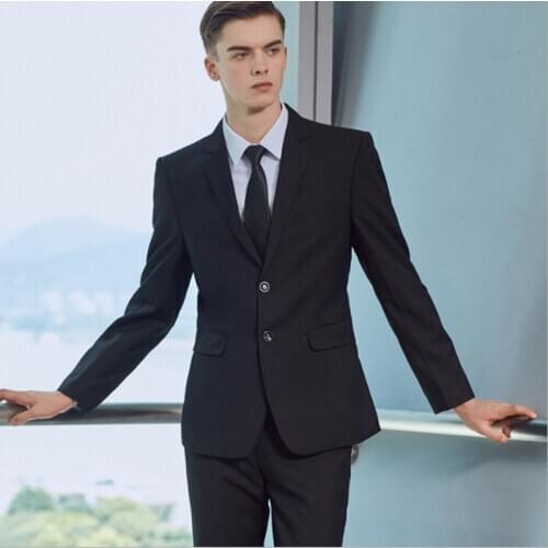 Black Business Men Suits Slim Fit Wedding Groom Wear Tuxedos Prom Groomsman Suit 2 Pieces (Jacket+Pants) Costume Homme Blazer