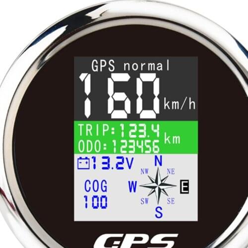 Black GPS Digital Speedometer Odometer TFT Screen Display Km/h For Sailboat