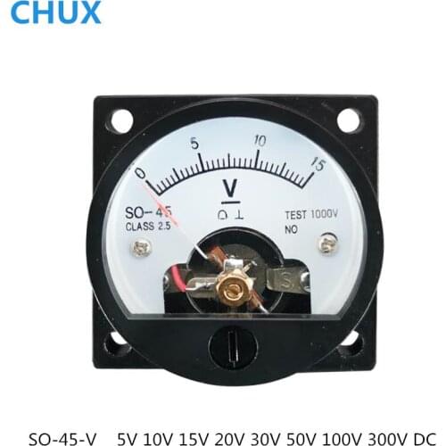 DC Direct Analog Meter Panel Gauge 1PC SO-45-V 5V 10V 15V 20V 30V 50V 100V 300V DC Voltage Current Meter 47*47MM Round Voltmeter
