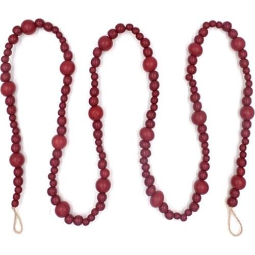 7Ft Wood Bead Garland Farmhouse Home Decor Country Christmas Tree Boho Decorations Mantel Wall Hanging Prayer Beads