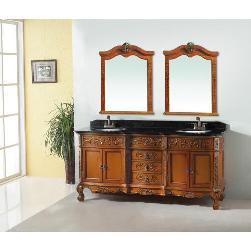 Double sink vanity solid rubber wood