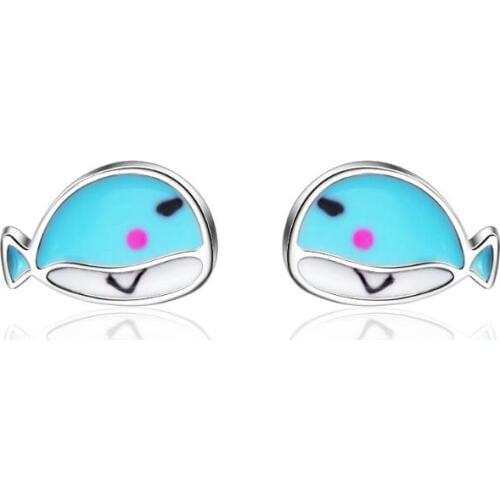 Exquisite Small Fresh Blue Little Whale Earrings For Women Trend Creative Party Gift Jewelry SAE327
