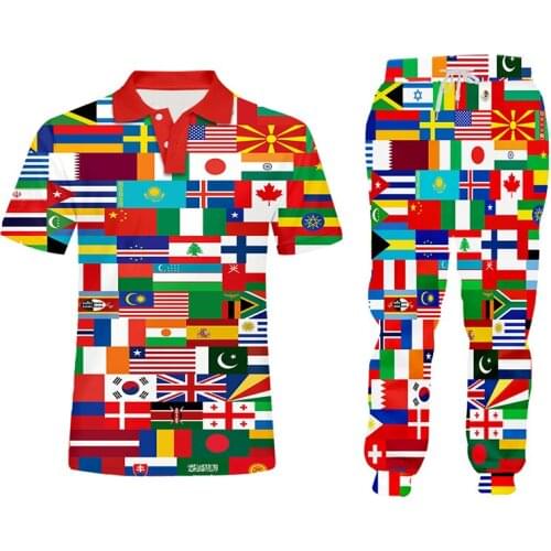 IFPD Men Sets 3D Flag Patchwork Printed EU Size Sweatshirt And Jogger Pants 2 Pieces Suits Casual Funny Tracksuit Oversize 6XL