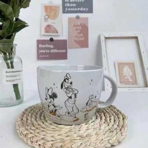 Disney Castle Mickey Minnie Bluto Daisy Family Fu Ceramic Water Mugs Breakfast Mugs Cute Mugs