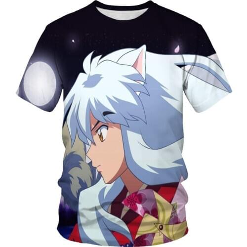 Inuyasha animation 3D printing fashion T-shirt for men and women cartoon anime street clothing loose and comfortable fabric O-ne