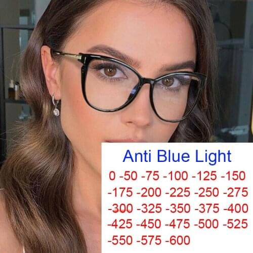 2021 Fashion Myopia Glasses Luxury Transparent Eyeglasses For Women Decorative Computer Wives Optical Anti Blue Eyewear -1.25