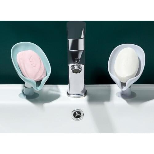 Drain Soap Holder Box Leaf Shape Soap Box Bathroom Shower Sponge Storage Plate Tray Soap Dish Bathroom Supplies Bathroom Gadge