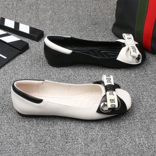 2021 Autumn New Casual Soft Sole Simple Fashion Flat Bow All-match Shoes Leather Shoes Women Net Red Shoes Korean Version