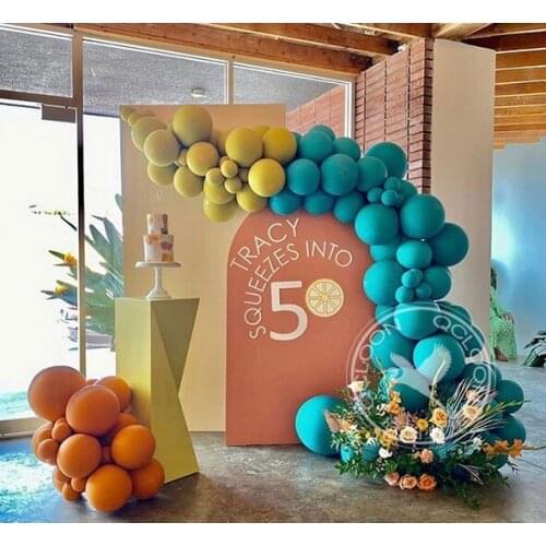 New Product 90pcs Lemon Yellow Tiffany Blue Balloons Garland Arch Kit Baby Baptism Birthday Party Wedding Decorative Supplies