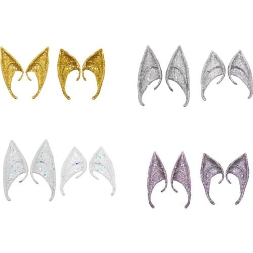 New style Hip Hop Punk Latex Colorful Glitter Elves for Women Cosplay Party Club Halloween Jewelry Fairy Ear Cosplay Props Sets