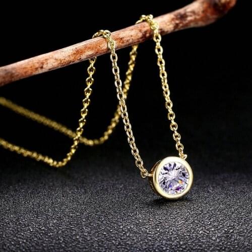 Top Quality Simple Style One GREEN Crystal Pendant Necklace For Women Rose Gold Color Fashion Jewellery N454 Nickel Free Crystal