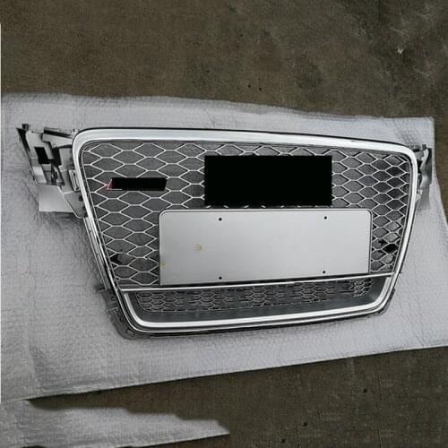 Front charms mesh honeycomb grill gloss Silver cover for audi a4 / s4 b8 2009 2010 2011 2012 for rs4 style car accessories