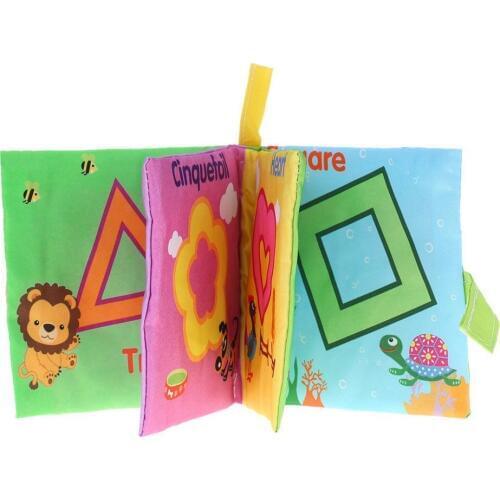 EBOYU(TM) Babys First Fabric Book Washable Soft Cloth Book Squeak Rattle Crinkle Toy for Infant Toddler Learning Shapes