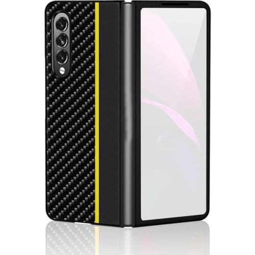 For ZFold 3 Cases Carbon Fiber Texture Leather Shockproof Cover For ZFold Anti-fall Back Cover Type Cases
