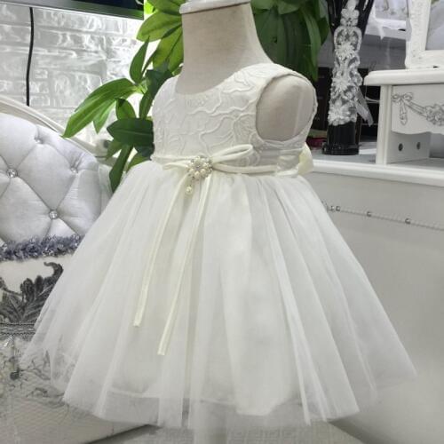 Clearance! Baby Girl Christening Gowns Infant Kids Tulle Party Wedding Dresses with Waist Band Children Baptism Dress Vestido