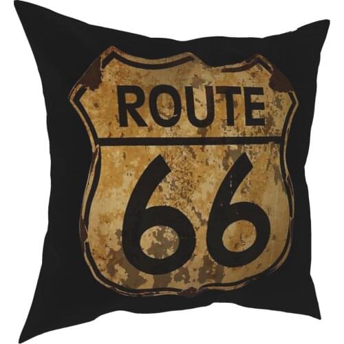 Route 66 USA Pillow Cover Decoration California Sign Cushion Cover Throw Pillow for Sofa Polyester Double-sided Printing Vintage