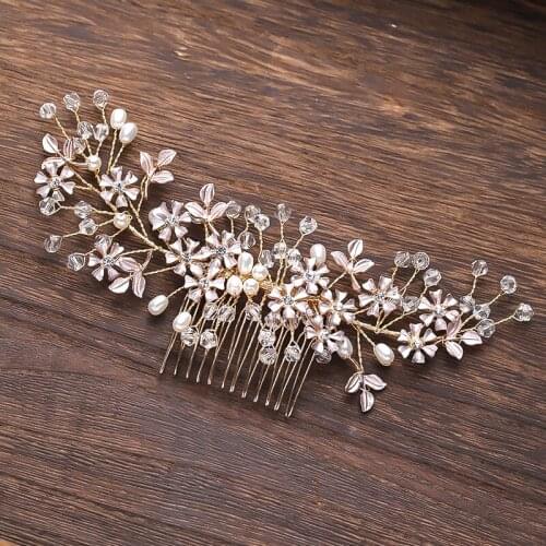 Flower Pearl Hair Comb Hair Accessories For Women Comb Headband Wedding Accessories Elegant Wedding Hair Jewelry
