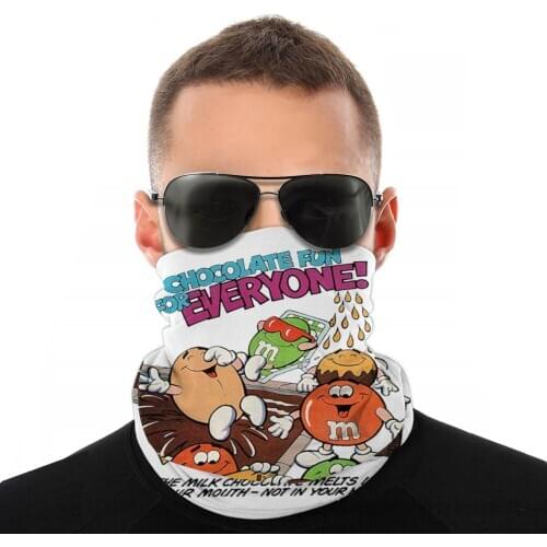 M&Ms Chocolate Fun For Everyone Scarf Neck Face Mask Halloween Neck Gaiter Balaclava Bandana Windproof Headwear Biking Hiking