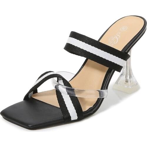 High heels square toe fairy tale style fashion stiletto slippers new wine glasses with sling large 35-45 womens slippers