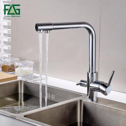 FLG Filter Kitchen Faucets 360 Rotation with Water Purification Features Mixer Tap Crane Deck Mounted Mixer Tap For Kitchen