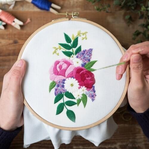 DIY Chinese material and cultural heritage embroidery three-dimensional flower embroidery.27*30 size.Giving embroidery stretch