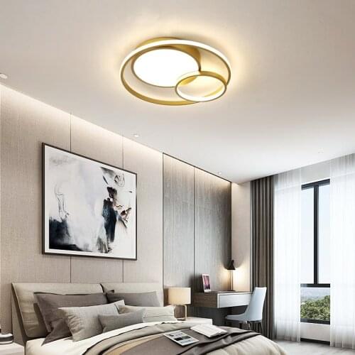 Golden modern creative iron led living room ceiling lamp Nordic luxury bedroom ceiling light Circle bathroom Ceiling lighting