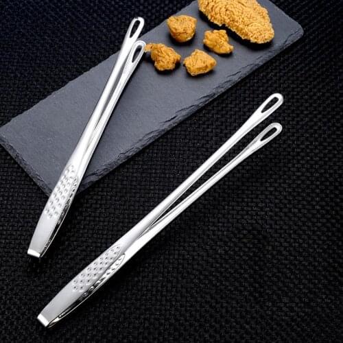1pc Stainless Steel Food Tongs Long Handle Non-Slip Barbecue Tongs Steak Tongs Kitchen Cooking Tools Accessories