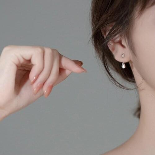 100% Real. 925 Sterling Silver Fine Jewelry Double Waterdrop Tears ear Stud Earrings Front &Back C-G9496