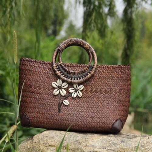 36x20CM Original Chinese Style Features Handmade Straw Bag Handbag Retro Vacation Women Rattan a6116