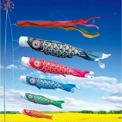 80pcs/lot 40cm Koi Nobori Japanese Style Party Flag Colorful Carp Wind Sock Koinobori Fish Anime Flag Hanging Decor ZA4405