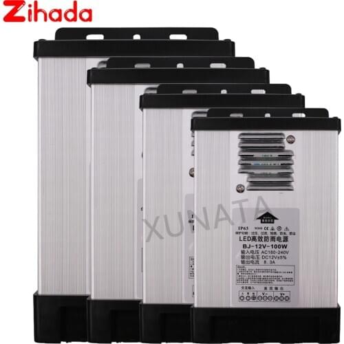 AC180V-240V To DC 5V 12V 24V Outdoor Waterproof Power Supply LED Strip Transformer Driver Switch For LED Neon Strip Adapter