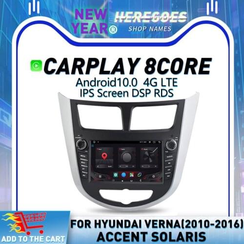 Carplay 7" Android 10.0 Car Multimedia Player Wifi For Hyundai Solaris Accent Verna 2010 - 2016 4G LTE Navigation GPS RDS Radio