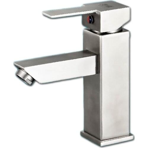 Free shipping Suqare SUS304 stainless steel basin faucet with top quality brushed plated bathroom basin sink water mixer tap