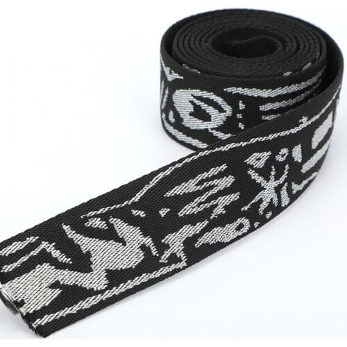 Cusack 2 meter 4 cm Jacquard Suspender Strap Webbing for Garments Bags Home Textiles Outdoor Sports DIY Crafts Black