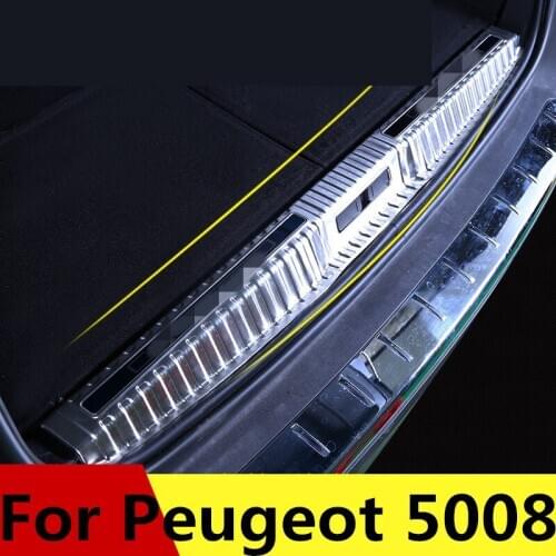 Stainless steel threshold Article Welcome pedal Rear Guard Tailgate decoration Bright strip styling For Peugeot 5008 2017-2019