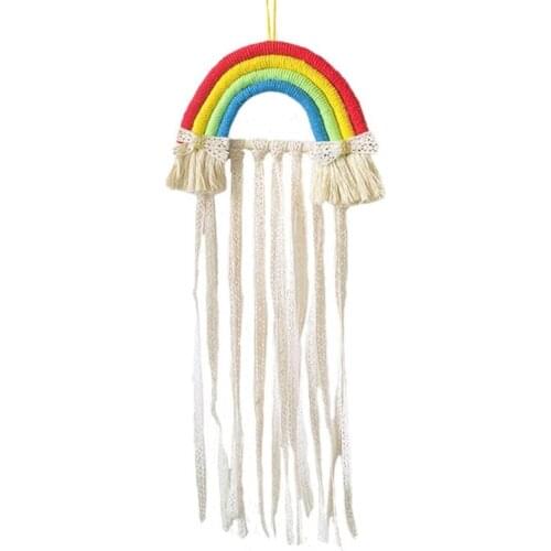 Korean Style Rainbow Hairpin Holder Wall Hanging Hair Clip Bows Accessories Storage Belt Organizer Hanger Girl Room Decoration