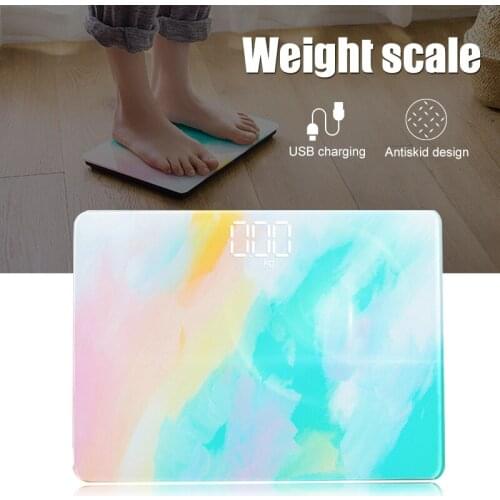 ColorfulBody Scales Bath Scale Body Weighing Digital Body Weight Scale LCD Display Glass Smart Electronic Scales USB Charging