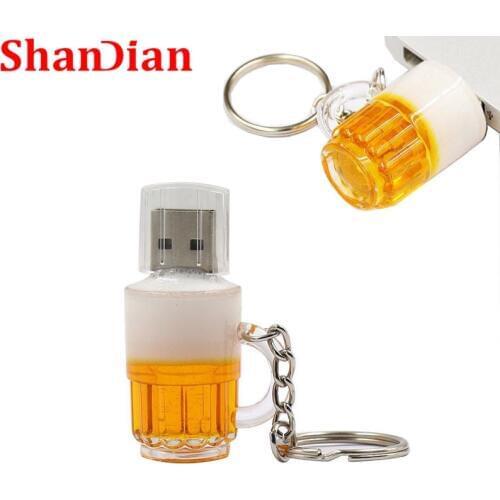SHANDIAN Beer Keyshain USB Flash Drive 32GB 16GB 8GB 4GB USB 2.0 Flash Memory Card U Stick