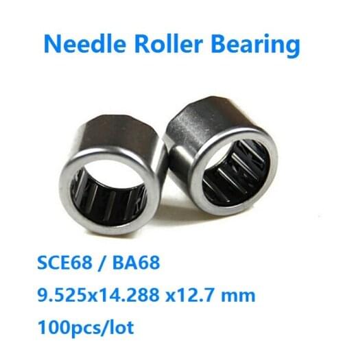100pcs/lot SCE68 BA68 Inch size Drawn Cup Needle Roller Bearing the size of 9.525x14.288x12.7 mm
