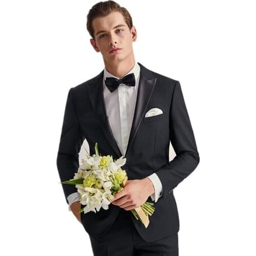 Custom Men Formal Suits Groom Groomsmen Wedding Tuxedos Customized Business Party Man Slim Fitted (Jacket+Pants)