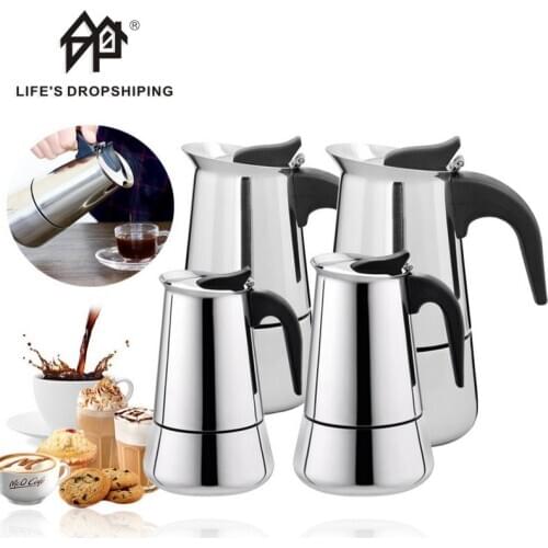 100/200/300/450ml Stainless Steel Mocha Coffee Pot Portable Coffee Kettle Kitchen Tools Stovetop Percolator Espresso Pot
