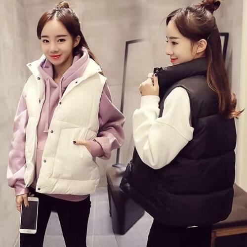 Jacket Vest Short Vest Womens Autumn Winter Loose Coat plus Size Sleeveless Vest Womens Cotton-Padded Jacket Chaleco Mujer