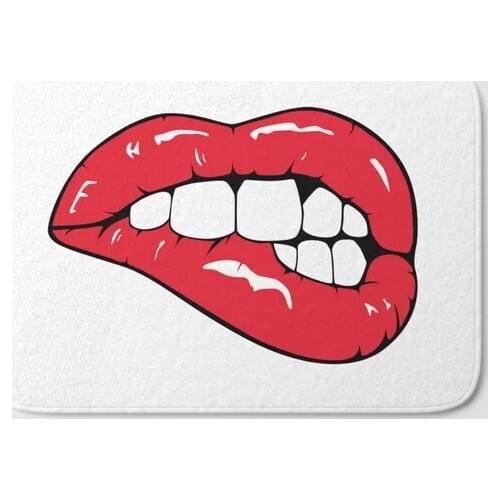 HOT Bathroom Rugs Red Lips Pop art Bath Mat Flannel Absorbent Non Slip Doormat for Entrance Door Bathroom Mat Set