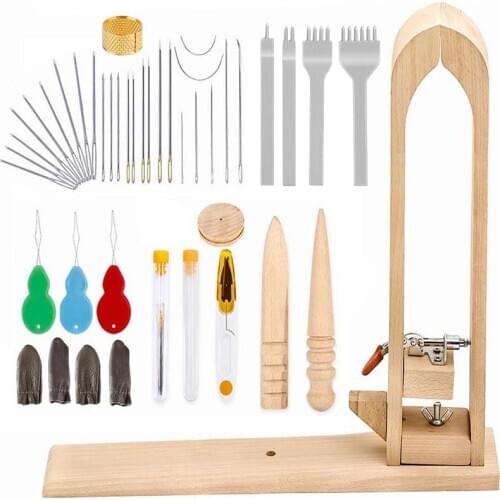 LMDZ Leather Pony Table Lacing Desktop Pony Horse Clamp with Leather Sewing Needles and Leather Prong Punch for DIY Handmade