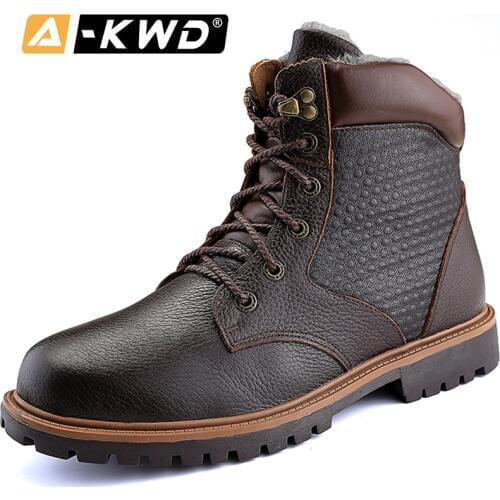 Fashion Men Snow Boots Work Shoes men Genuine Leather Mens Boots Chaussure Hiver Homme Mens Winter Footwear Mens Boots Leather