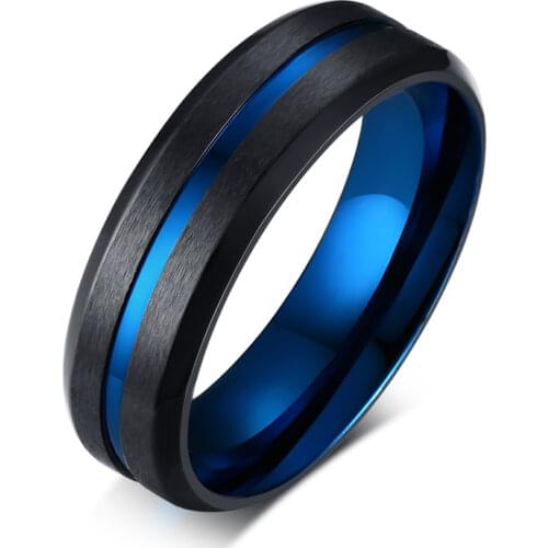 JHSL Brand Male Men Matte Rings Black Blue Color 316L Stainless Steel Fashion Jewelry Anniversary Gift size 7 8 9 10 11 12