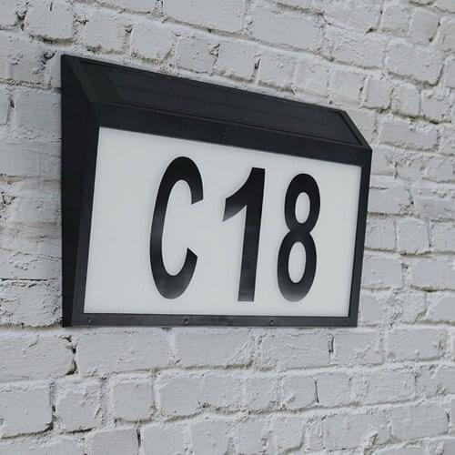 Durable Solar Address Sign Light Doorplate LED House Number 0-9 A-Z Tags